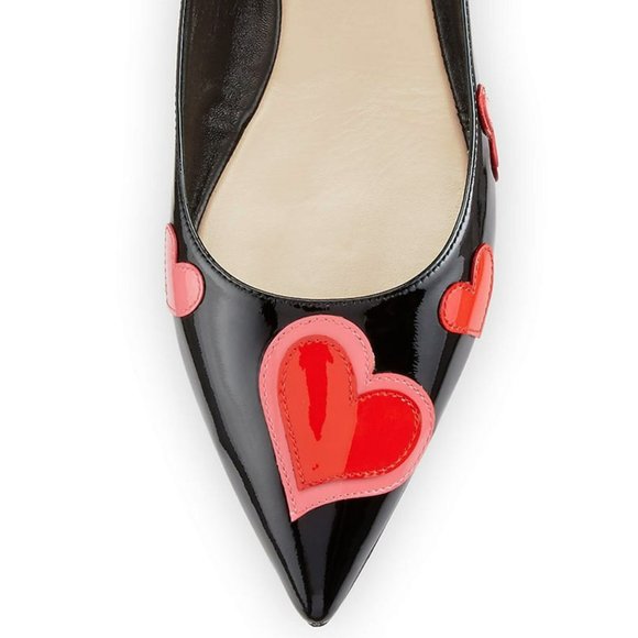 Prada Black Multi Heart-applique Pointed-toe Flats - Picture 7 of 9